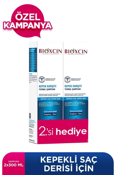 Bioxcin Aqua Thermal Kepek Karşıtı Şampuan 300 ml 2 Adet - Kaşıntı Ve Kepek Önleyici ürün görseli 1