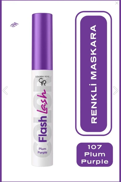 Golden Rose Flash Lash Colered Mascara No:07 Plum Purple - Renkli Maskara  ürün görseli 1
