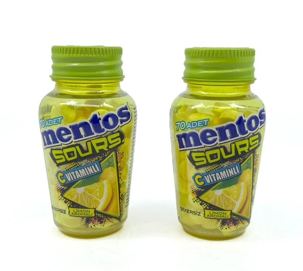 Mentos Sours Şekersiz Tatlandırıcılı C Vitaminli Limon Aromalı Tablet Şekerleme 49gr X 2 Adet ürün görseli 1