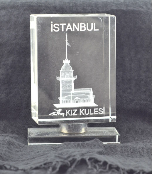 Dekoratif 3D Kristal Küp İstanbul Kız Kulesi (6cmx9.7cmx3cm) ürün görseli 1