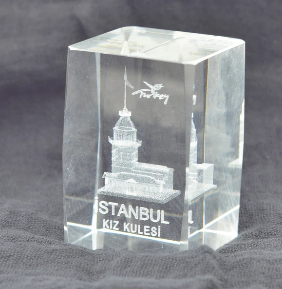Dekoratif 3D Kristal Küp İstanbul Kız Kulesi (3.8cmx3.8cmx5.8cm) ürün görseli 1