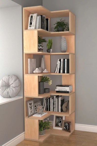Woodesk  Pino, Ahşap, Köşe Kitaplık, 192x55 cm, Natural renk ürün görseli 1