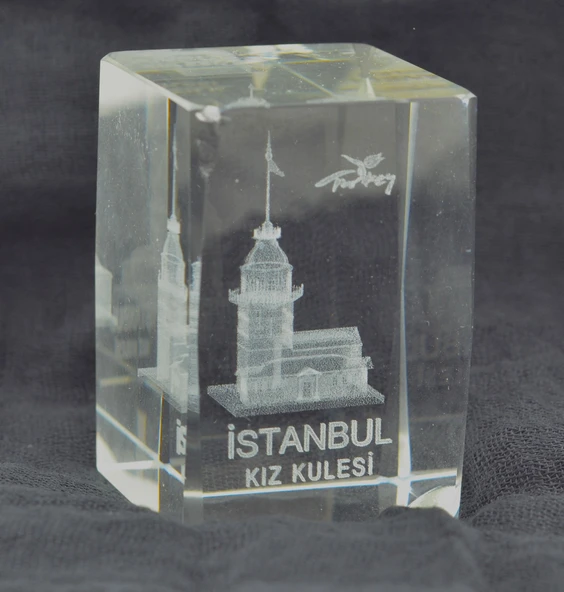 Dekoratif 3D Kristal Küp İstanbul Kız Kulesi (3.8cmx3.8cmx5.8cm) Kırık ürün görseli 1