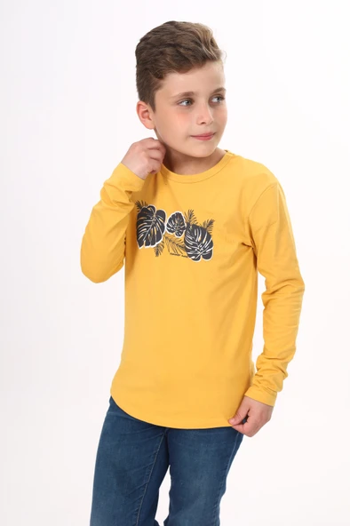 Toontoy Erkek Çocuk  Yaprak Baskılı Tişört ürün görseli 1