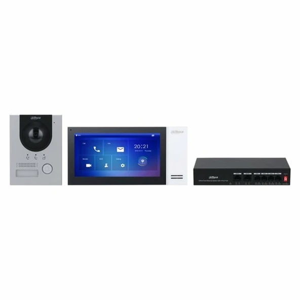 Dahua KTP01-S2(S) 7"inç Ekran 2mp IP Villa Kiti İç ve Dış Ünite Cat6 Kablo İle Çalışır ürün görseli 1
