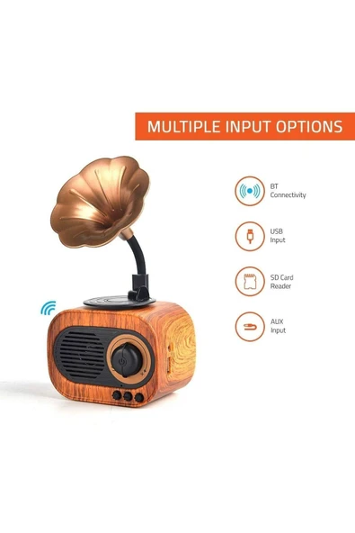 Ahanda Buldum Wireless Speaker B5 Gramafon Bluetooth Hoparlör - Resim 4
