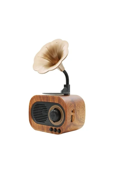 Toptan Bulurum Wireless Nostalji Gramafon Speaker Fm Radyo Sd Kart Usba 3.5mm Aux Girişli ürün görseli 1