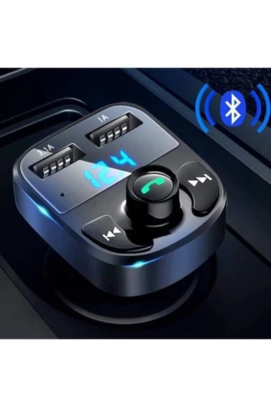gold light Car X8 Araç Fm Transmitter 5.0 Bluetooth Araç Kiti Usb Mp3 Sd Kart Çakmaklık Girişli 2022 ürün görseli 1