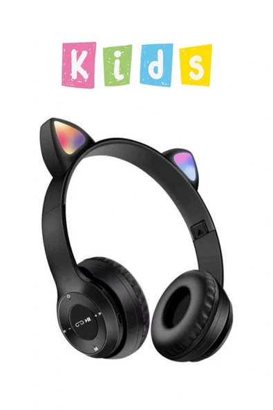 P47 Polygold P47m Bluetooth Kedi Kulaklık Katlanabilir Sd Kart Girişli Mikrofonlu Kablosuz Led Işıklı Kulaklık ürün görseli 1