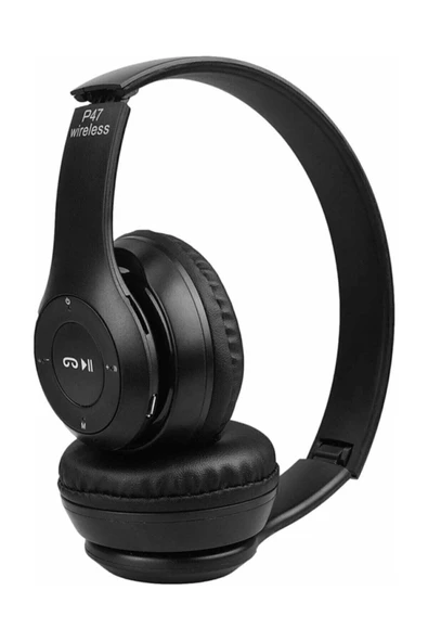xmldünyası P47 Katlanabilir Bluetooth Kablosuz Kulaklık Bt 5.0 Siyah ürün görseli 1