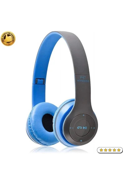 G-Technology Mavi P47 Kablosuz Bluetooth Kulaklık - Katlanabilir, MicroSD Destekli, Uzun Pil Ömrü ve AUX Girişi ürün görseli 1