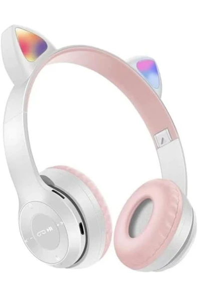 starnewstore Newcolor Işıklı Renk Değiştiren Cat Kedi Kulaklık gri-pembe Gamer Oyuncu Kulaklığı P47m Kul ürün görseli 1