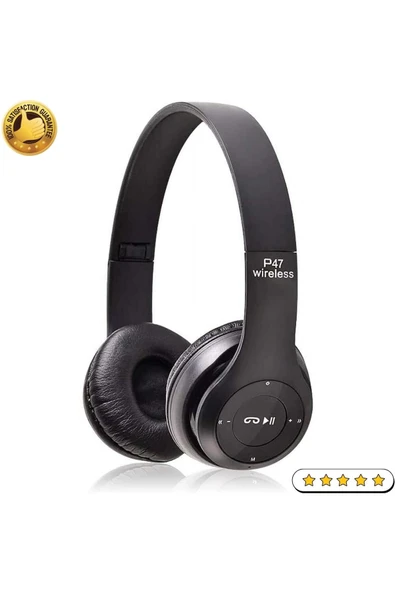 G-Technology Siyah P47 Kablosuz Bluetooth Kulaklık - Katlanabilir, MicroSD Destekli, Uzun Pil Ömrü ve AUX Girişi ürün görseli 1
