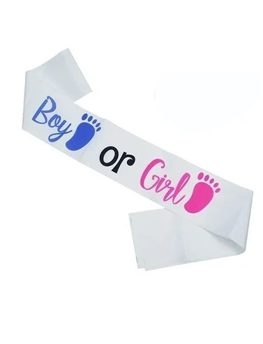 Cinsiyet Partisi Boy Or Girl Baskılı Saten Kuşak ürün görseli 1