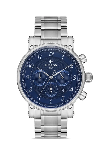 Hislon Ms102s-11ss Japon Analog Çelik Gri Lacivert Kadran Safir Cam 44 mm Erkek Kol Saati ürün görseli 1
