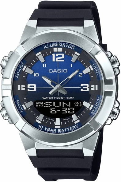 Casio AMW-870A-2AVDF Quartz Silikon Siyah Mavi Kadran 44 mm Erkek Kol Saati ürün görseli 1