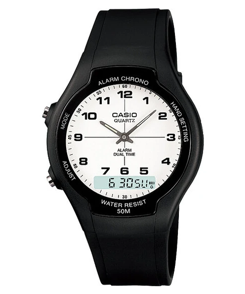 Casio AW-90H-7BVDF Quartz Silikon Siyah Beyaz Kadran 39 mm Erkek Kol Saati - Resim 2