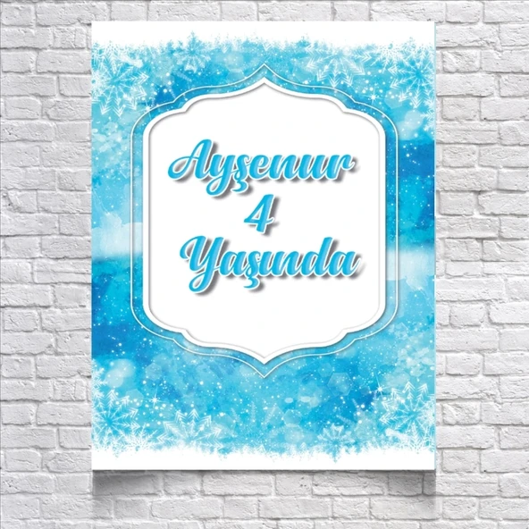 Kış Temalı Doğum Günü Afişi 100X150 cm ürün görseli 1