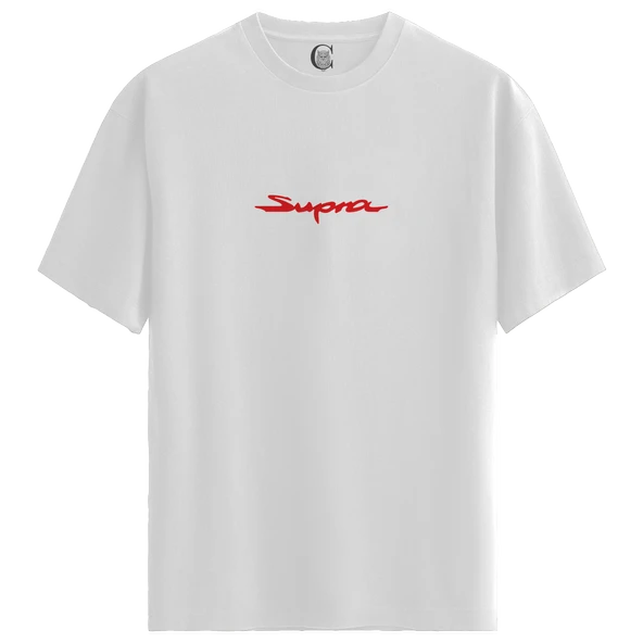 Red Supra - %100 Pamuklu Erkek Beyaz Tişört - Premium Quality ürün görseli 1