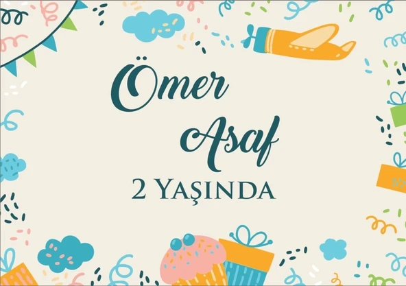 Uçak Temalı Doğum Günü Afişi 50X70 cm ürün görseli 1