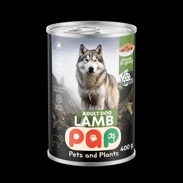 Pets and Plants Yüksek Proteinli Kuzu Etli Yetişkin Köpek Konservesi 400 Gr.X 12 Adet ürün görseli 1