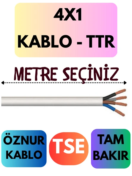 Öznur 4X1 TTR Kablo Metre Seçenekli (Beyaz) ürün görseli 1