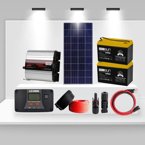 Mini Bağ Evi İçin 170W Güneş Paneli ve 1200W İnverterli Solar Enerji Paketi ürün görseli 1