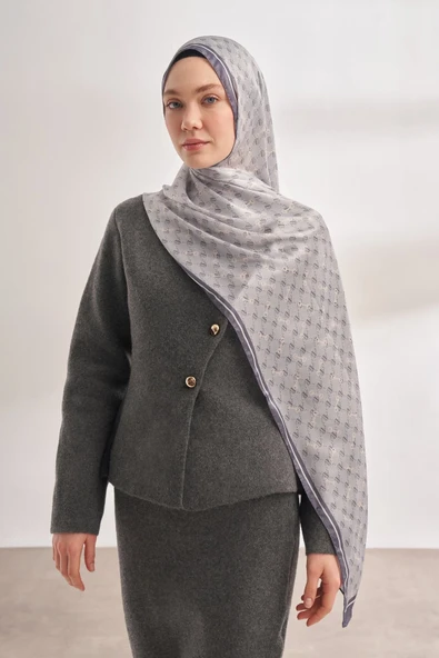 İTHAL VUAL MONOGRAM DESEN ŞAL -52929 - Resim 5