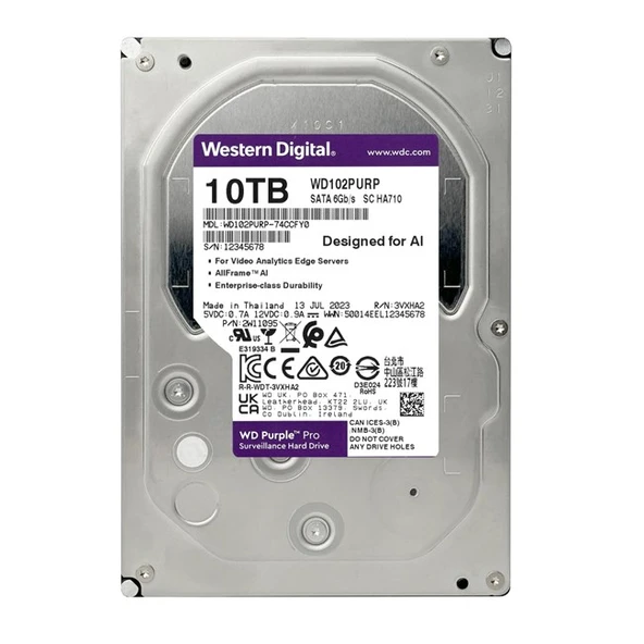 WD Purple Pro 10TB 7200Rpm 512MB -WD102PURP ürün görseli 1