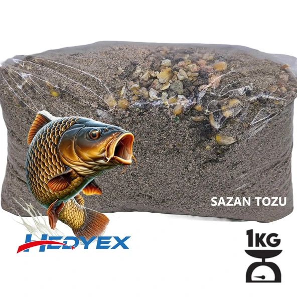 Hedyex 1Kg Sazan Tozu Yüksek Proteinli Özel Katkılı Sazan Alabalık Avı Toz Yem ürün görseli 1