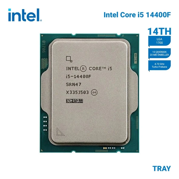 INTEL Raptor Lake i5-14400F Tray VGA'sız, FANSIZ 10 Cores 2,50/4.70Ghz 20MB LGA ürün görseli 1