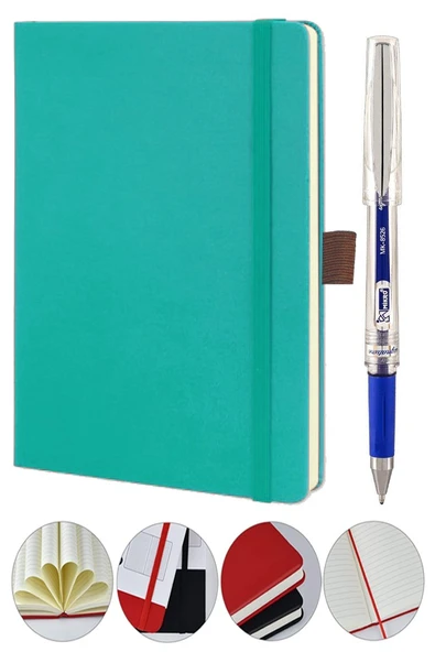 Tarihsiz Ajanda Çizgili Sert Kapak Lastikli 13x21 cm ve Pilot Kalem Seti 1 Paket  Not Defteri Çizgili Kalem Tutuculu ürün görseli 1