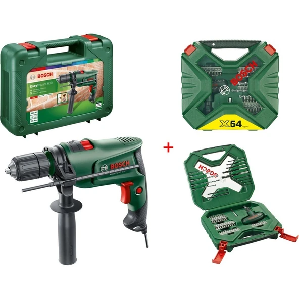 Bosch Easyımpact 600 Darbeli Matkap 600 Watt + 54 Parça Matkap Ucu Seti ürün görseli 1