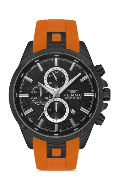 Ferro Quartz Silikon Turuncu 45 mm Fonksiyonları Aktif Erkek Kol Saati ürün görseli 1