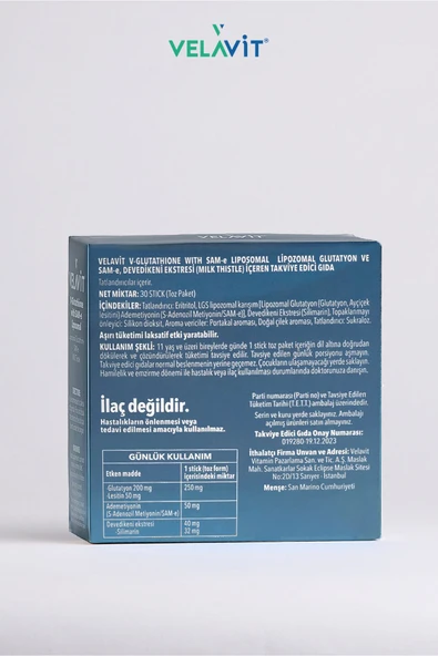 Velavit V-Glutathione with SAM-e Liposomal 30 Saşe - Resim 3
