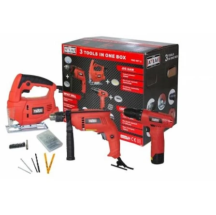 ATTLAS ECO TRİO 3'Lü SET (DARBELİ MATKAP+AKÜLÜ MATKAP +DEKUPAJ TESTERE) ürün görseli 1