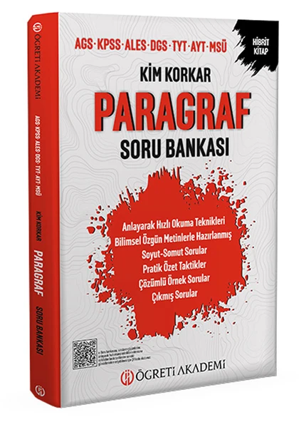 Öğreti KPSS MEB-AGS ALES DGS TYT AYT MSÜ Kim Korkar Paragraf Soru Bankası Çözümlü Öğreti Akademi ürün görseli 1