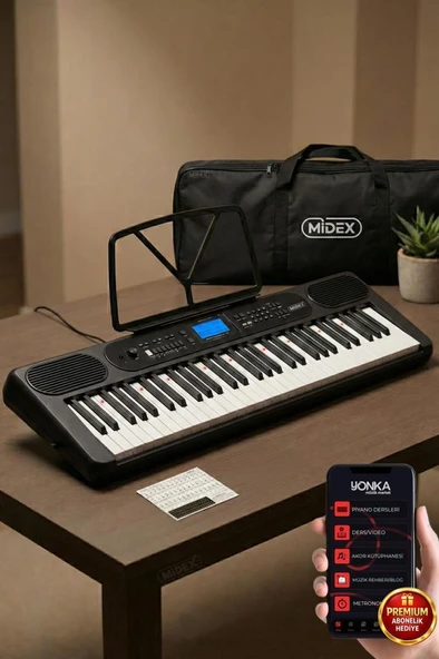 Midex PS-5200BK Pro Org 61 LED Işıklı Tuş Hassasiyetli Bluetooth Midi ürün görseli 1