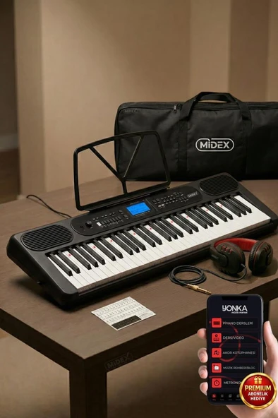 Midex PS-5200BK-H Pro Org 61 LED Işıklı Tuş Hassasiyetli Bluetooth Midi Kulaklık ürün görseli 1