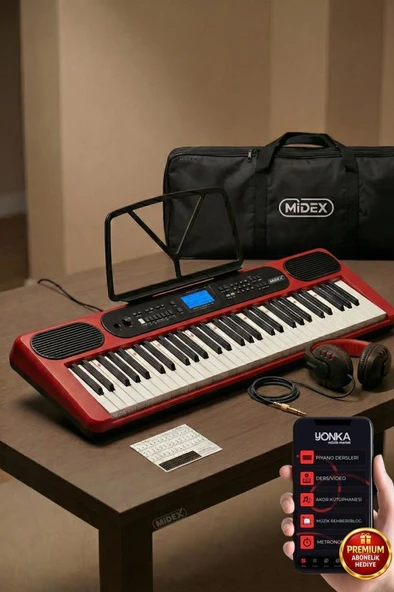 Midex PS-5200RD-H Pro Org 61 LED Işıklı Tuş Hassasiyetli Bluetooth Midi Kulaklık ürün görseli 1