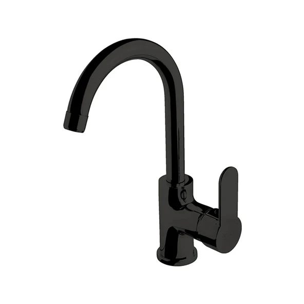 POLİSU KRİSTAL KUĞU LAVABO BATARYASI-SİYAH ürün görseli 1