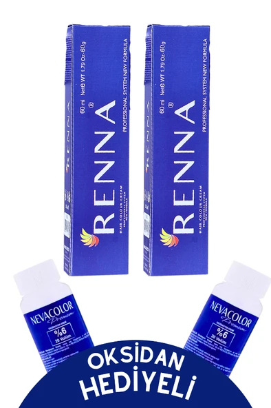 Renna Tüp Boya 60 Ml 0-1 Koyu Gri 2li Set Oksidan Hediyeli ürün görseli 1