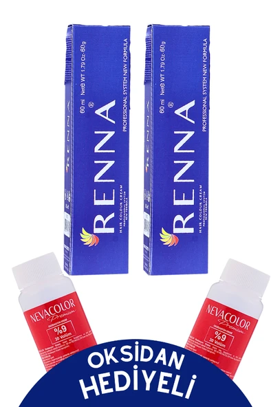 Renna Tüp Boya 60 Ml 8-11 Yoğun Küllü Açık Kumral 2li Set Oksidan Hediyeli ürün görseli 1