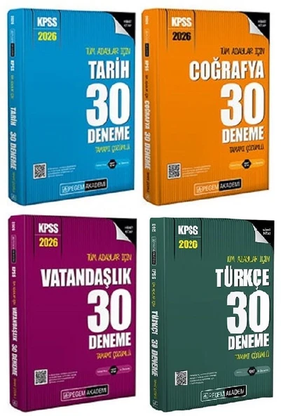 Pegem 2026 KPSS Türkçe+Tarih+Coğrafya+Vatandaşlık 120 Deneme 4 lü Set Pegem Akademi Yayınları ürün görseli 1