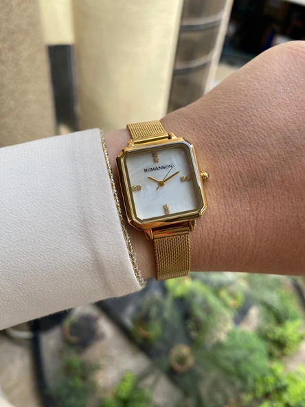Romanson RM0B14LLGGMS1G Quartz Hasır Kordonlu Altın Rengi 28 mm Kadın Kol Saati ürün görseli 1