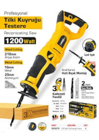 Sgs Plus SGS5270 -1200 W Elektrikli Tilki Kuyruğu Testere Makinesi ürün görseli 1