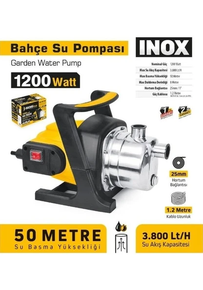 Sgs 5374 Bahçe Su Pompası İnox 1200 Watt ürün görseli 1