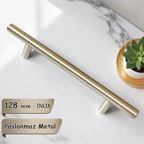 Boy Kulp İnox 128 mm Kulp Mobilya Mutfak Dolabı Çekmece Dolap Kapak Kulpu Kulbu Metal Kulpları ürün görseli 1