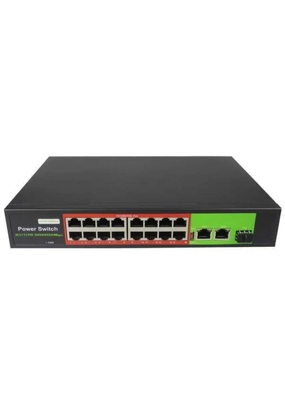 Uranium POE-G1621SFP-300W 16 Port 10/100/1000 Gigabit Switch 2XGB RJ45+1XSFP Uplink RackMount ürün görseli 1