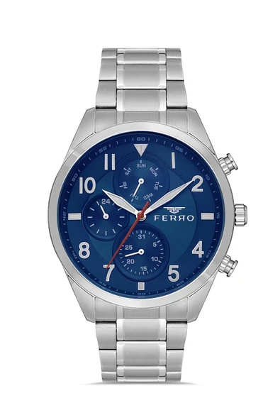 Ferro FM31454A-A3 Quartz Çelik Gri Lacivert Kadran 44 mm Erkek Kol Saati ürün görseli 1